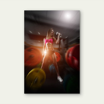 Fit Athletic Female Gym Curl 5mm thick Plastic Poster Ready to Hang 90x60cm