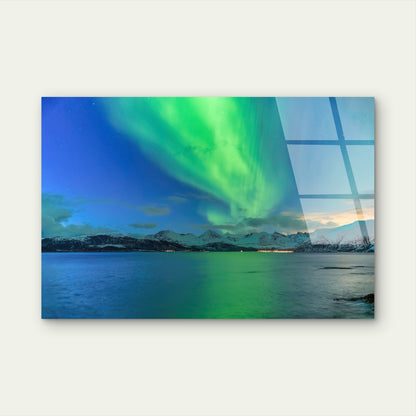 Modern Night Sky Green Aurora Sky Glass Printing Wall Art Australian Made Quality