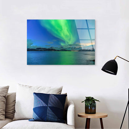 Modern Night Sky Green Aurora Sky Glass Printing Wall Art Australian Made Quality