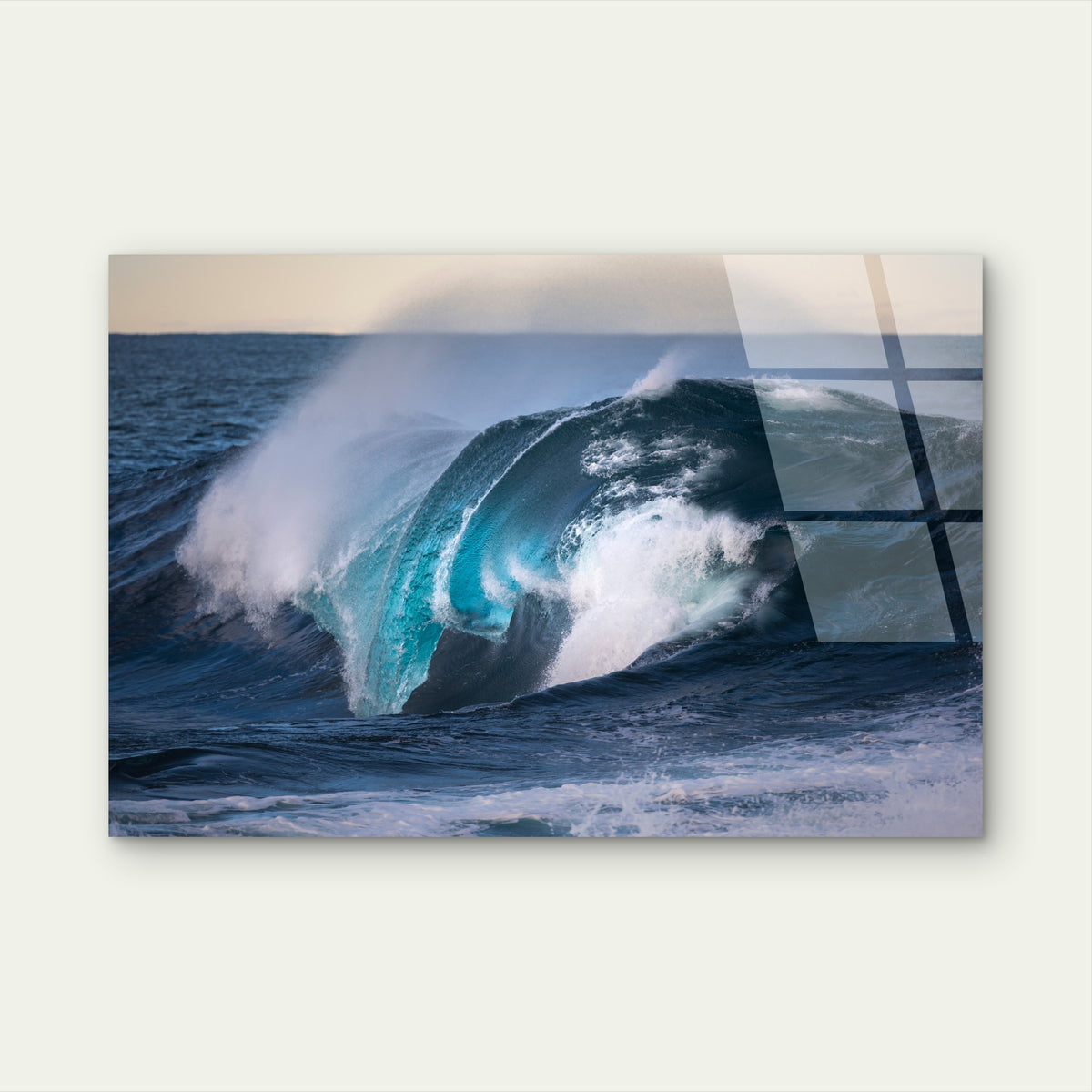 Dramatic Deep Blue Cresting Ocean Wave Acrylic Glass Printing Wall Art Australian Made Quality