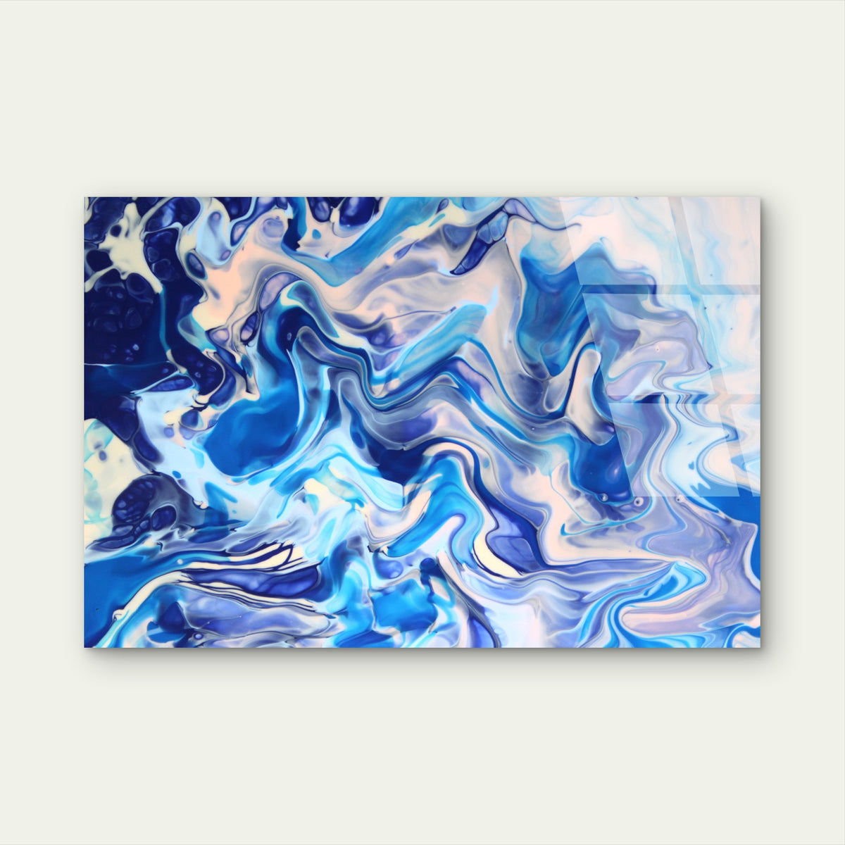 Liquid Blue Swirl Marble Agate Texture Glass Printing Wall Art Australian Made Quality