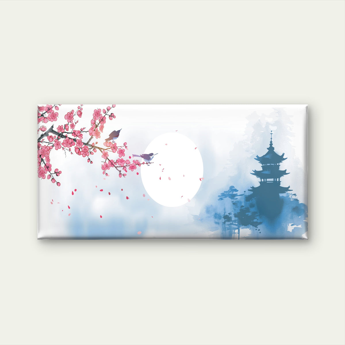 Zen Japanese Pagoda Cherry Blossom Wall Art Canvas Office Home Framed 120x60cm