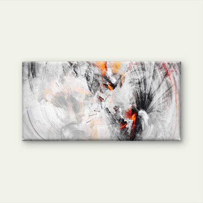 Abstract Brushstroke Orange Splash Wall Art Canvas Office Home Framed 120x60cm