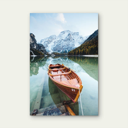 Italy Lake Braies Mountain Reflection 40x60cm Metal Print Ready to Hang