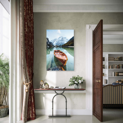 Italy Lake Braies Mountain Reflection 40x60cm Metal Print Ready to Hang
