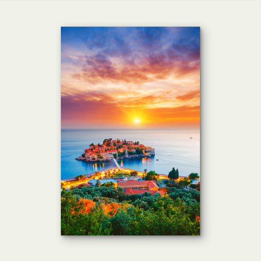 Modern Mediterranean Island Coast View 40x60cm Metal Print Ready to Hang