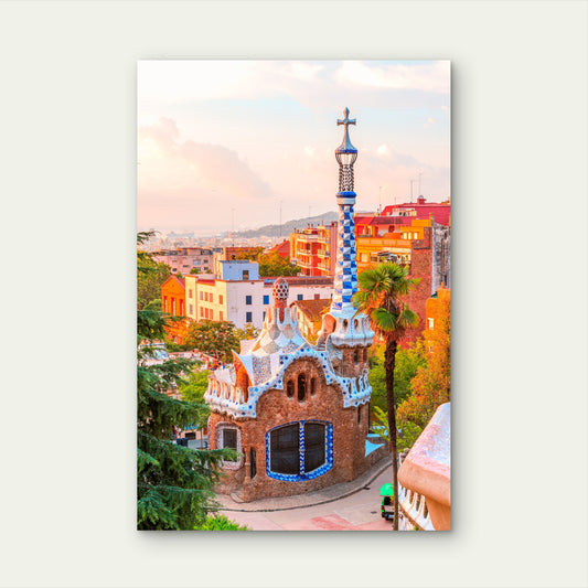 Scenic Spain Barcelona City Skyline 40x60cm Metal Print Ready to Hang