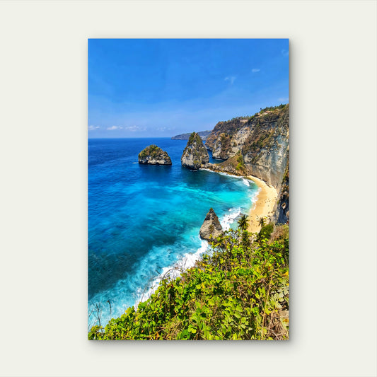 Nusa Penida Diamond Beach Bali Cliff 40x60cm Metal Print Ready to Hang