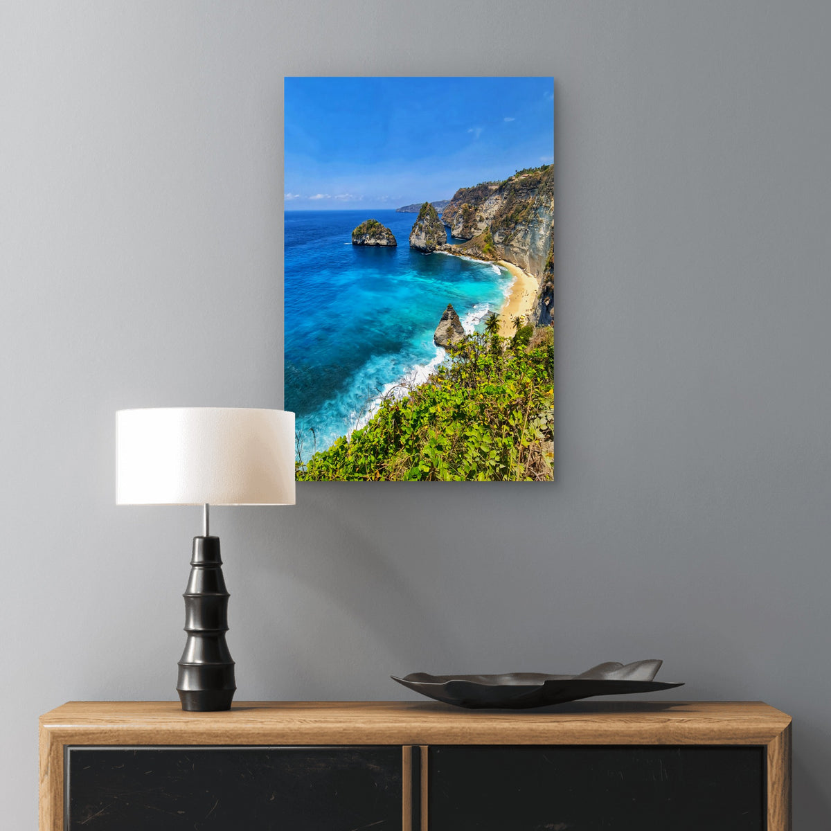 Nusa Penida Diamond Beach Bali Cliff 40x60cm Metal Print Ready to Hang