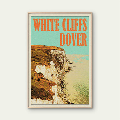 Vintage White Cliffs Dover England Coast Travel Poster Print Wall Art