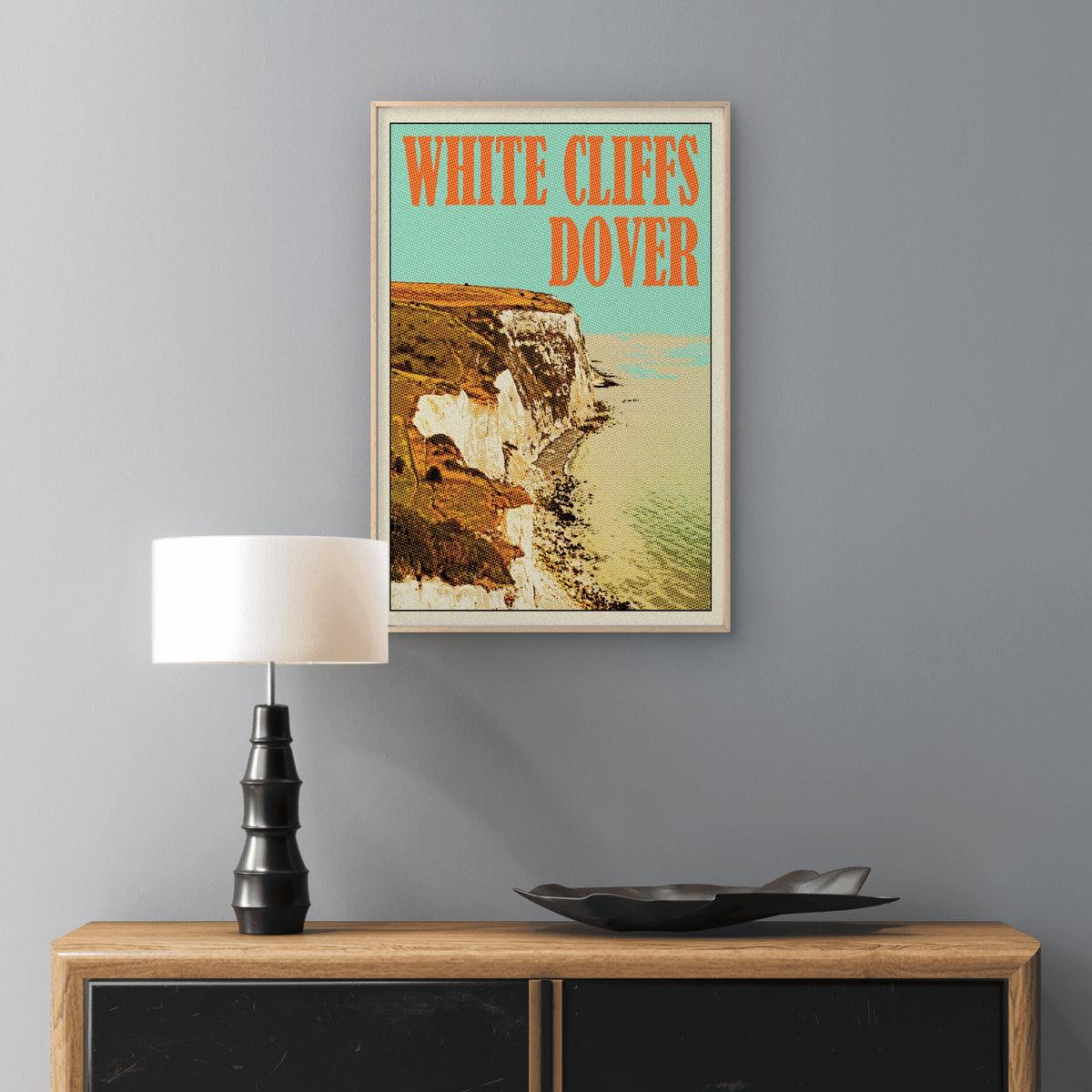 Vintage White Cliffs Dover England Coast Travel Poster Print Wall Art