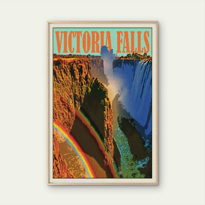 Vintage Victoria Falls Rainbow Waterfall Travel Poster Print Wall Art