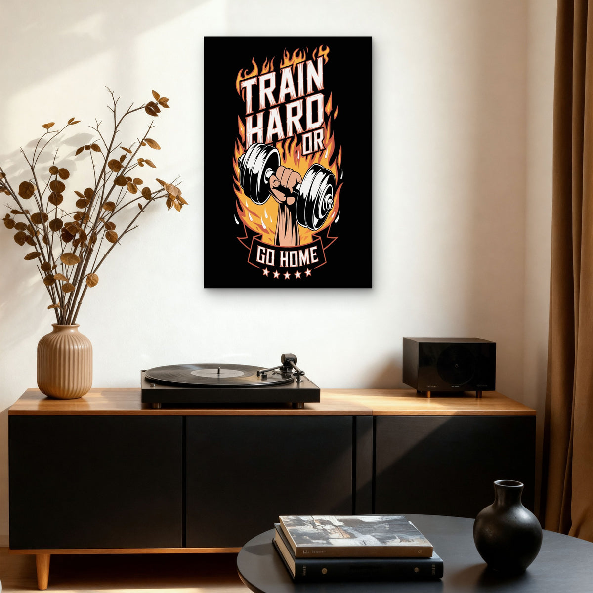 Train Hard Or Go Home Gym Quote 5mm thick Plastic Poster Ready to Hang 90x60cm