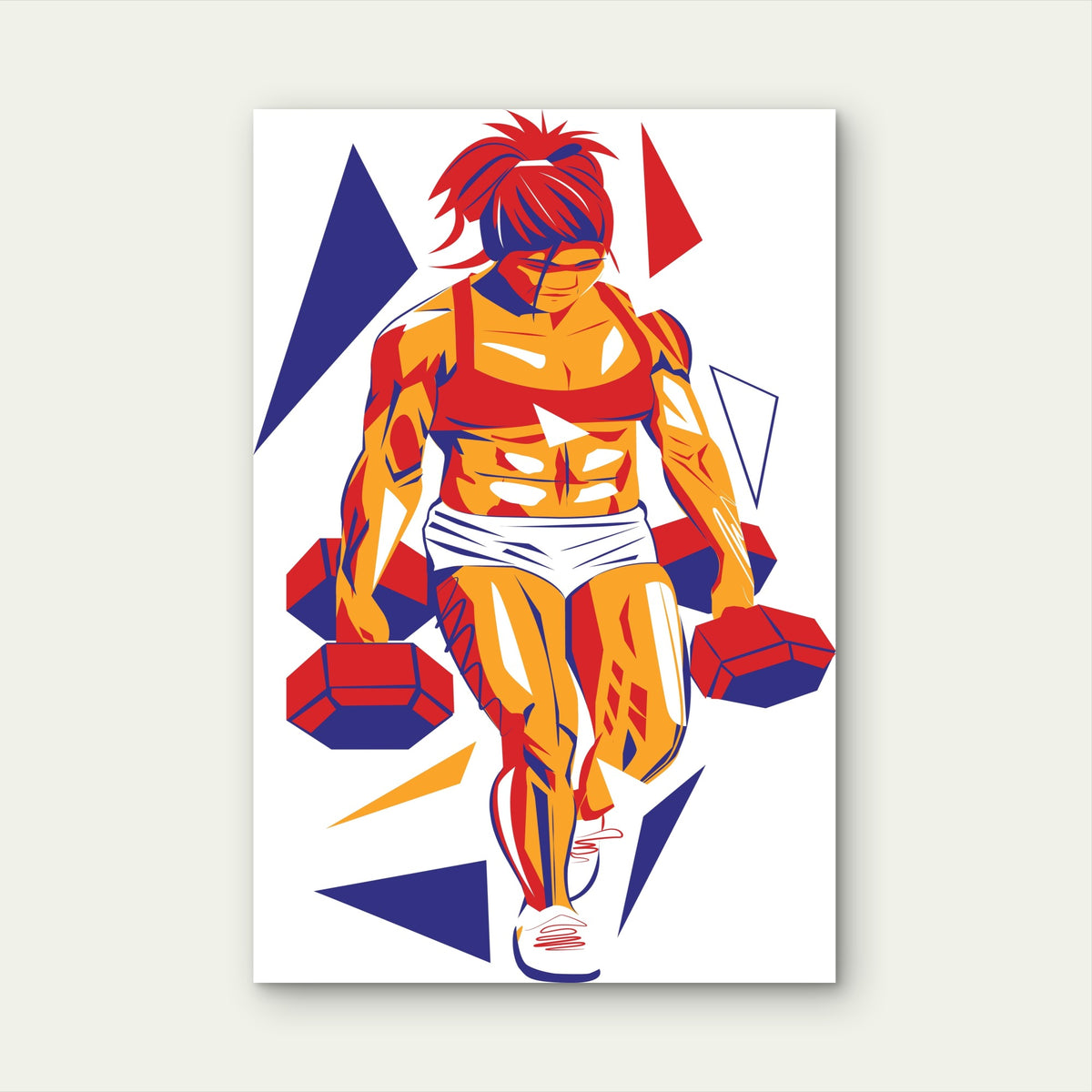 Strong Woman Dumbbell Workout 5mm thick Plastic Poster Ready to Hang 90x60cm