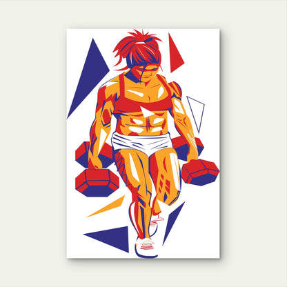 Strong Woman Dumbbell Workout 5mm thick Plastic Poster Ready to Hang 90x60cm