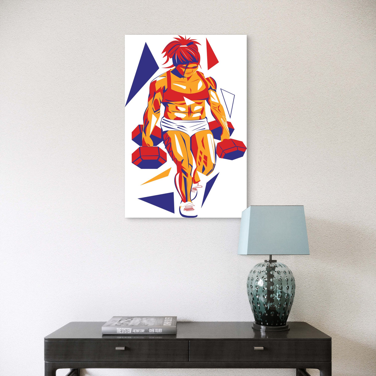 Strong Woman Dumbbell Workout 5mm thick Plastic Poster Ready to Hang 90x60cm