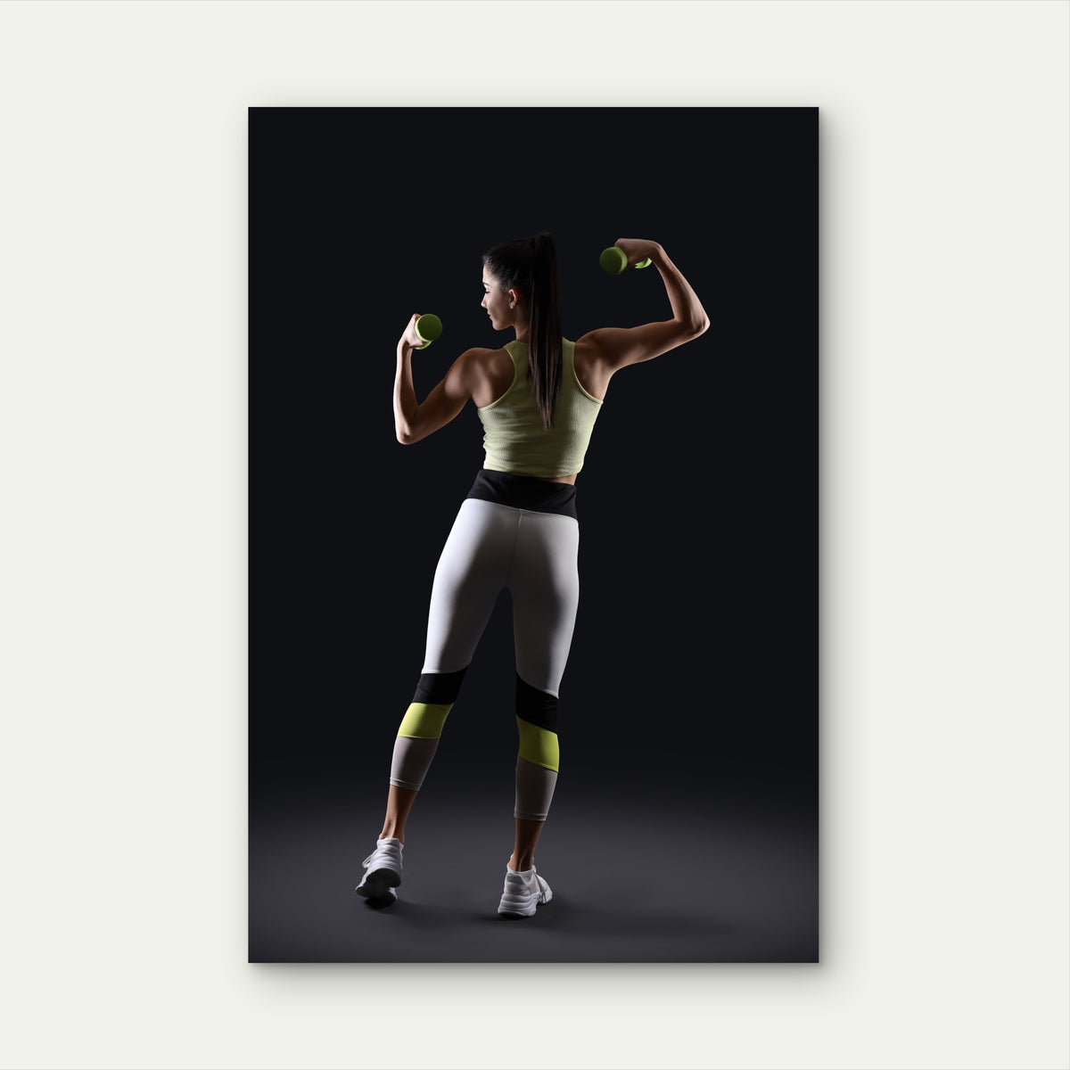 Fitness Woman Dumbbell Bicep Curl 5mm thick Plastic Poster Ready to Hang 90x60cm