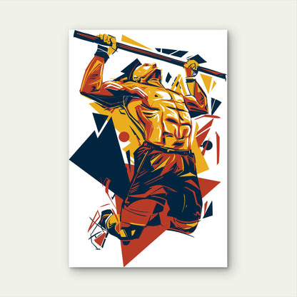 Muscular Man Pull Up Fitness 5mm thick Plastic Poster Ready to Hang 90x60cm