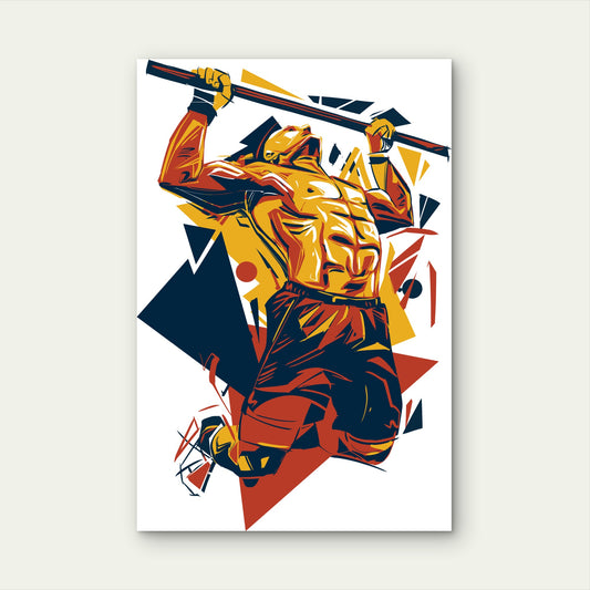 Muscular Man Pull Up Fitness 5mm thick Plastic Poster Ready to Hang 90x60cm