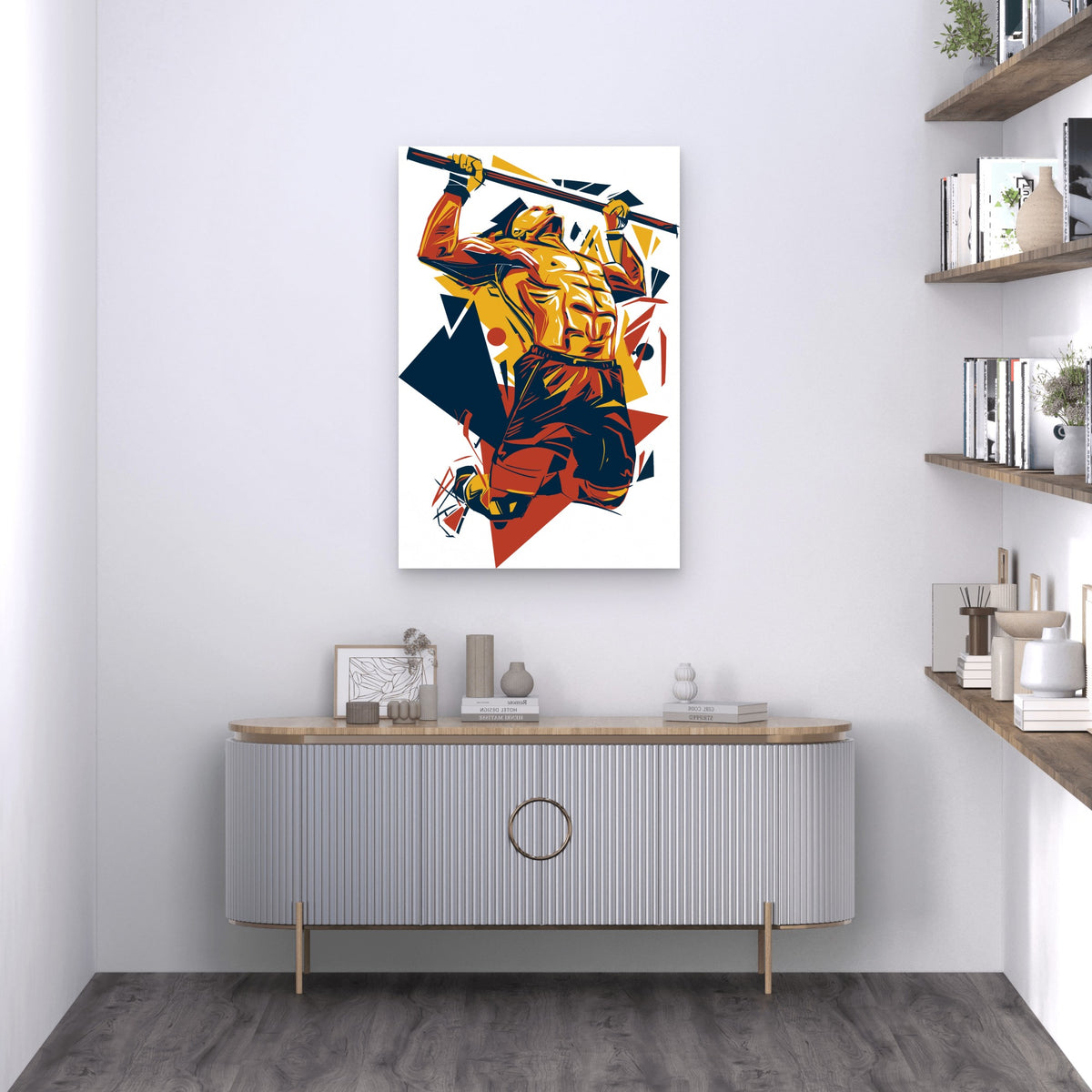 Muscular Man Pull Up Fitness 5mm thick Plastic Poster Ready to Hang 90x60cm