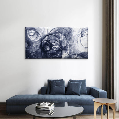Abstract Navy Blue Overlapping Circles Wall Art Canvas Office Home Framed 120x60
