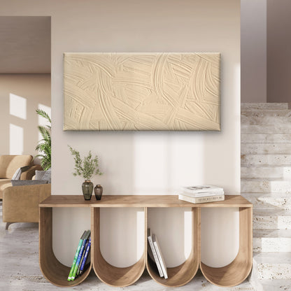 Minimalist Beige Neutral Abstract Wall Art Canvas Office Home Framed 120x60cm