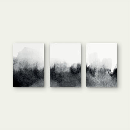 3pcs Abstract Black White Ink Wash painting Wall Art Set Canvas Framed 50x70cm - High Quality Print 100% Australian Made Wall Canvas Ready to Hang