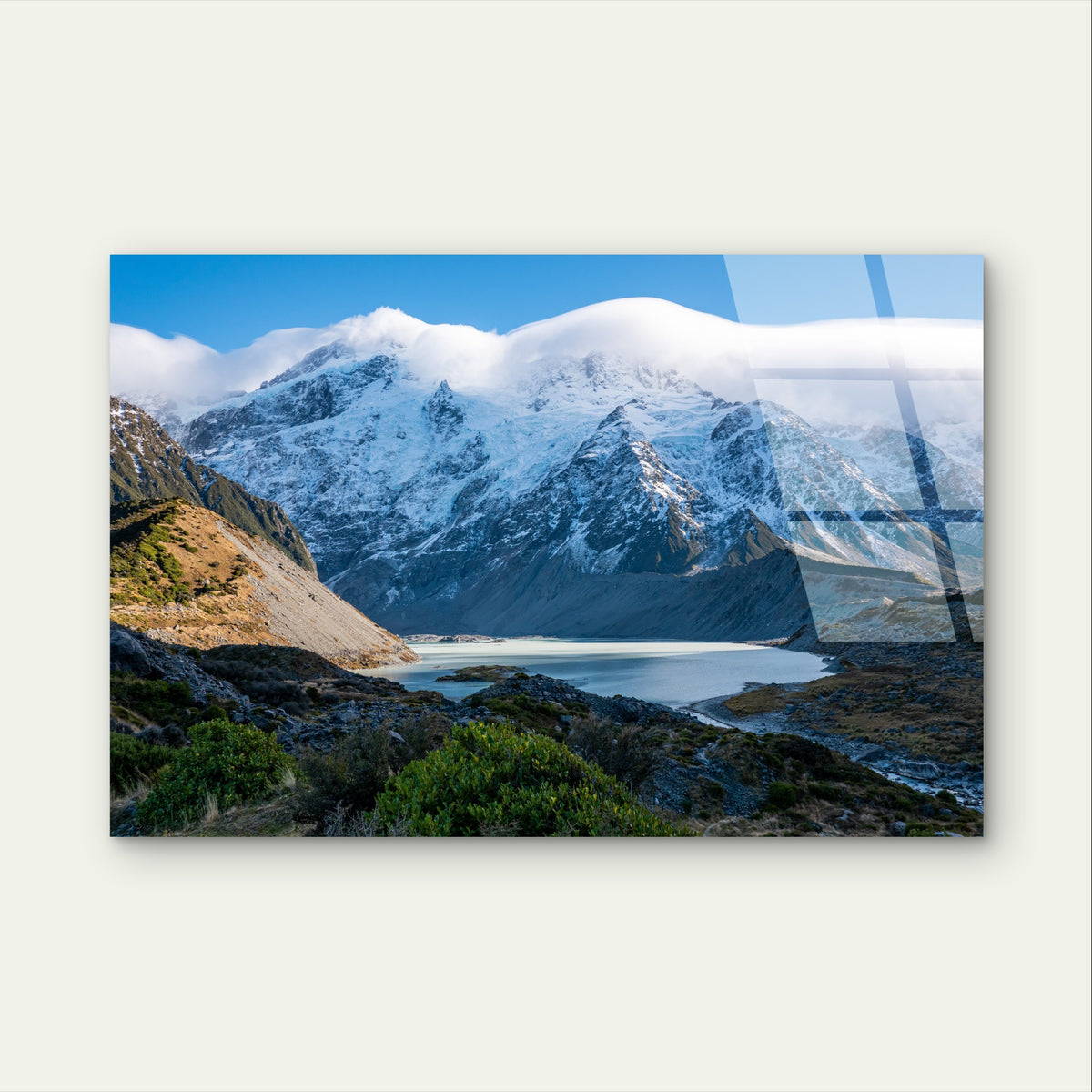 Aoraki Mount Cook New Zealand Glacier Acrylic Glass Printing Wall Art Australian Made Quality