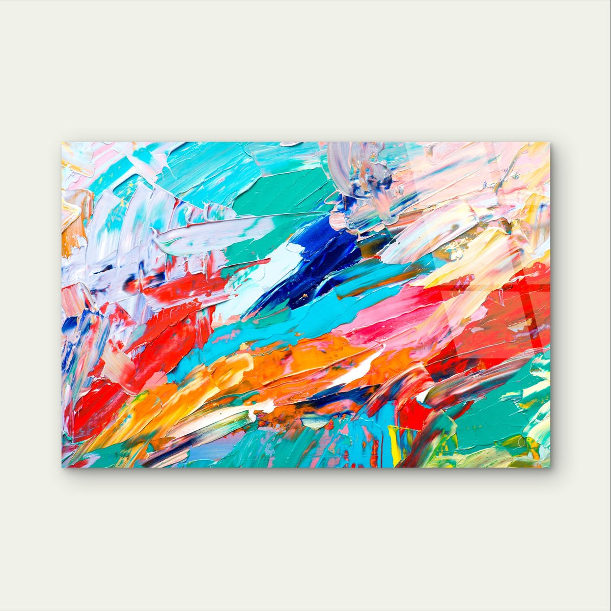 Vibrant Colorful Abstract Brush Stroke Acrylic Glass Printing Wall Art Australian Made Quality