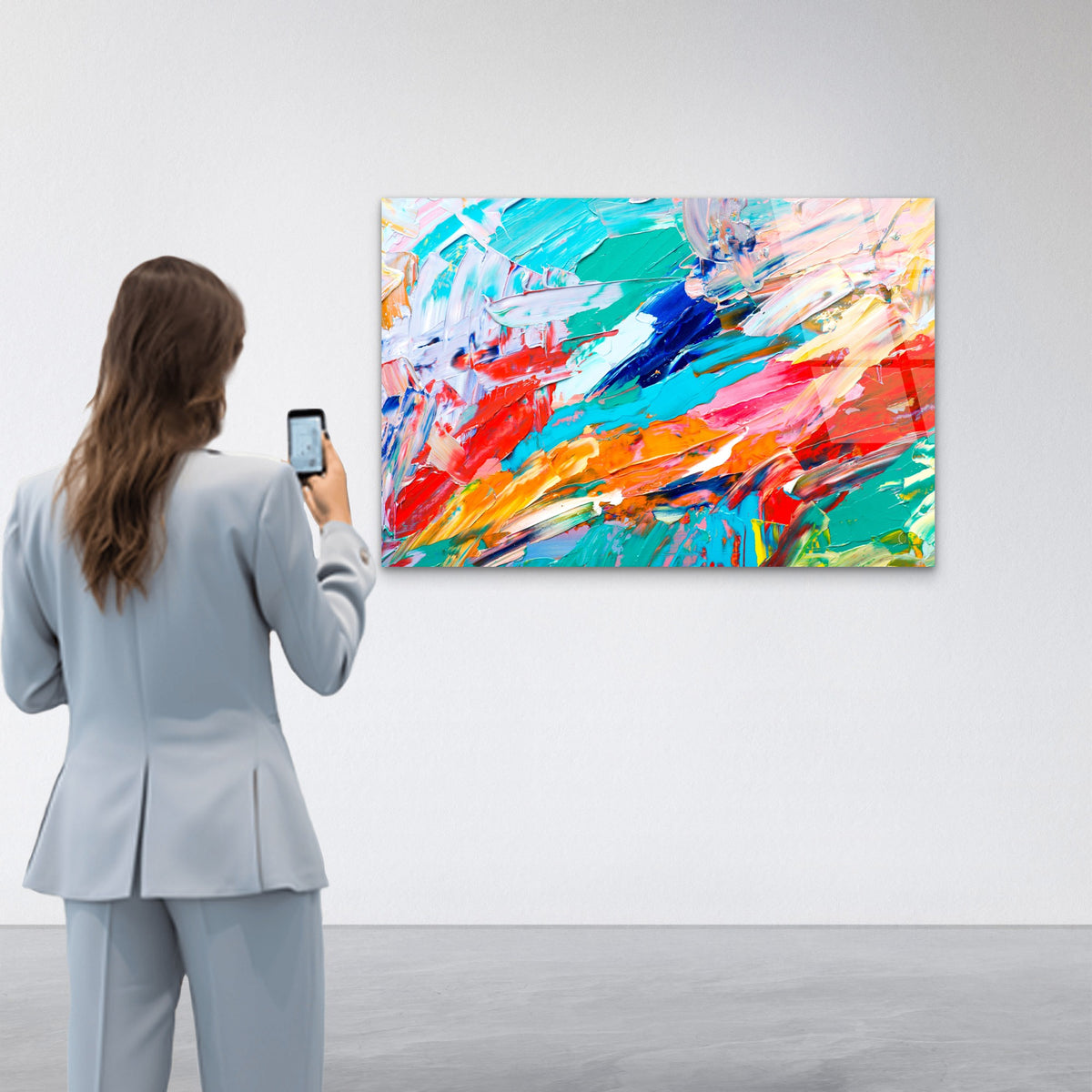 Vibrant Colorful Abstract Brush Stroke Acrylic Glass Printing Wall Art Australian Made Quality