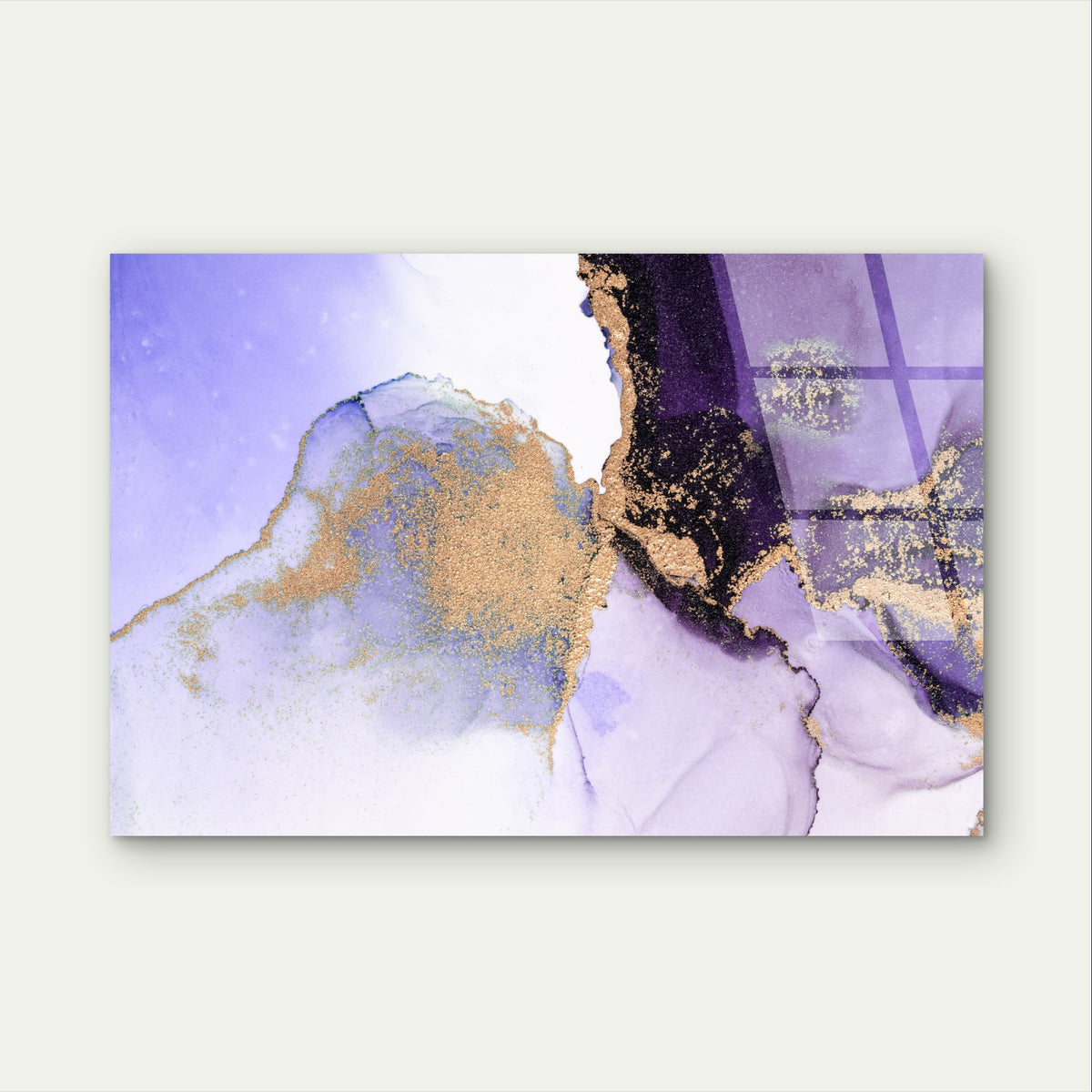 Elegant Purple Lilac Gold Marble Swirl Acrylic Glass Printing Wall Art Australian Made Quality