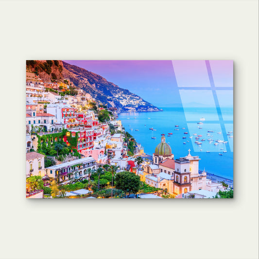 Amalfi Coast Italy Positano Town View Acrylic Glass Printing Wall Art Australian Made Quality