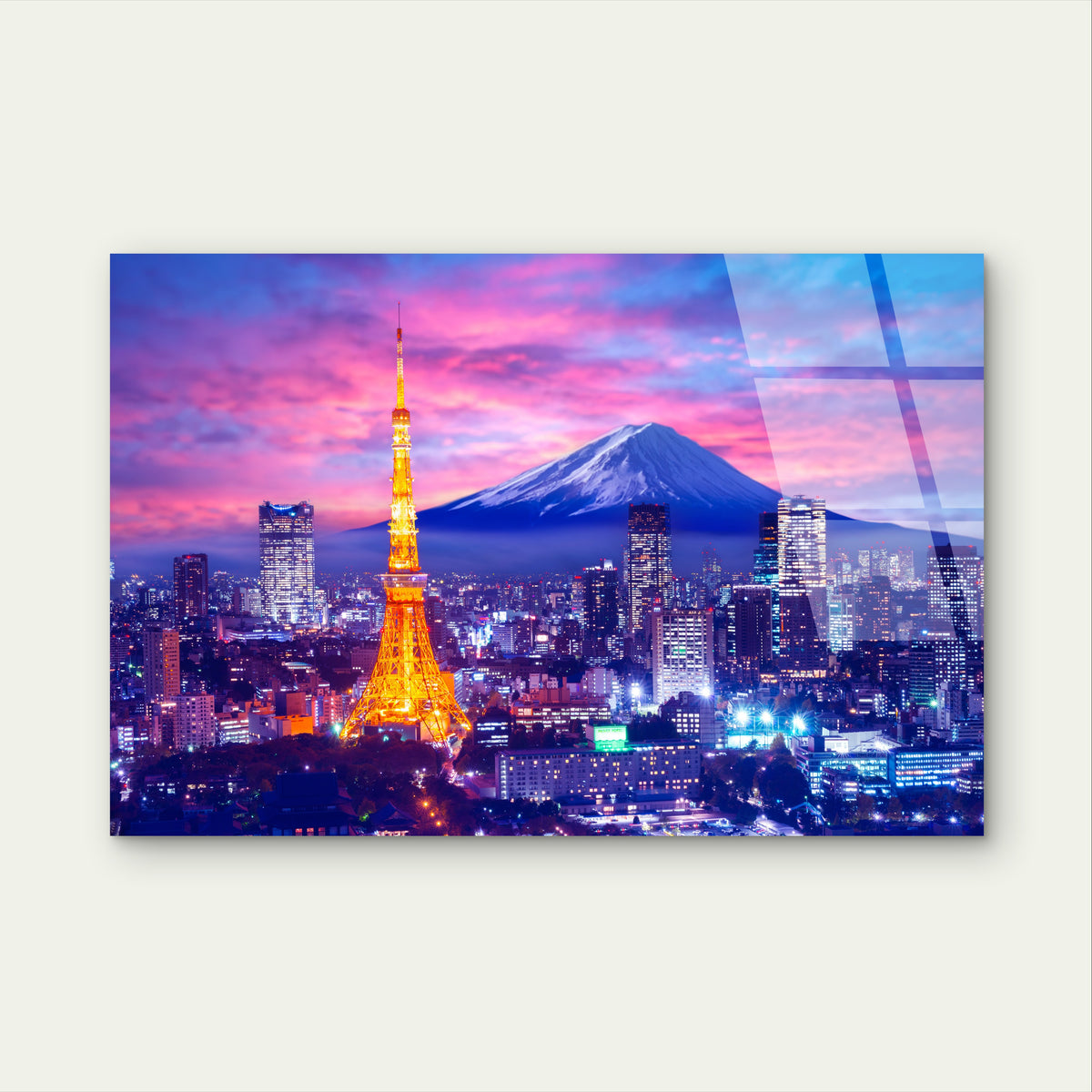 Tokyo Tower Mount Fuji Japan Cityscape Acrylic Glass Printing Wall Art Australian Made Quality