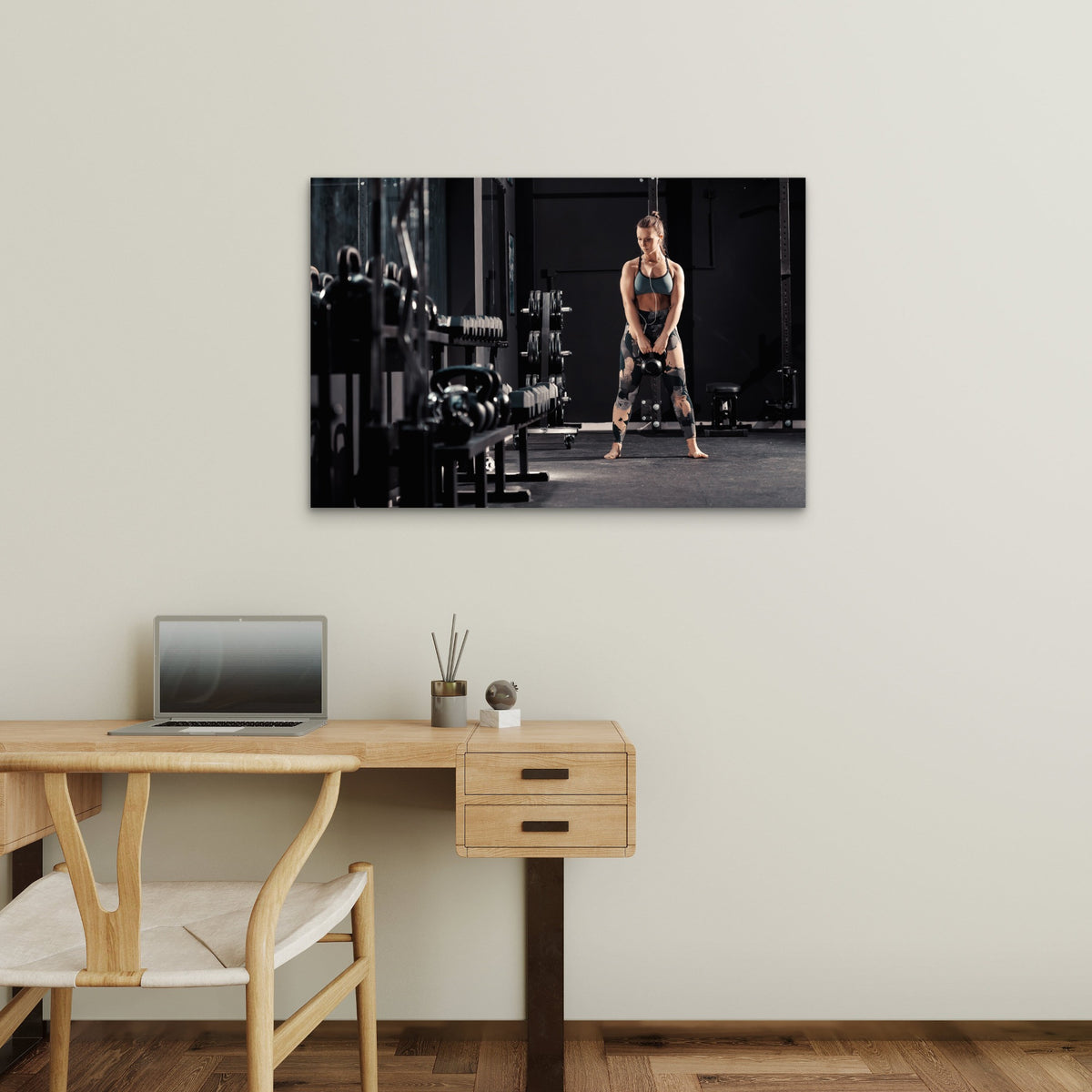 Gym Workout Kettlebell Exercise 5mm thick Plastic Poster Ready to Hang 90x60cm