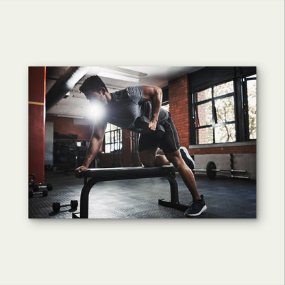 Gym Workout Man Dumbbell Row Art 5mm thick Plastic Poster Ready to Hang 90x60cm