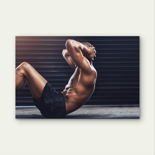 Fitness Man Sit Ups Ab Workout 5mm thick Plastic Poster Ready to Hang 90x60cm