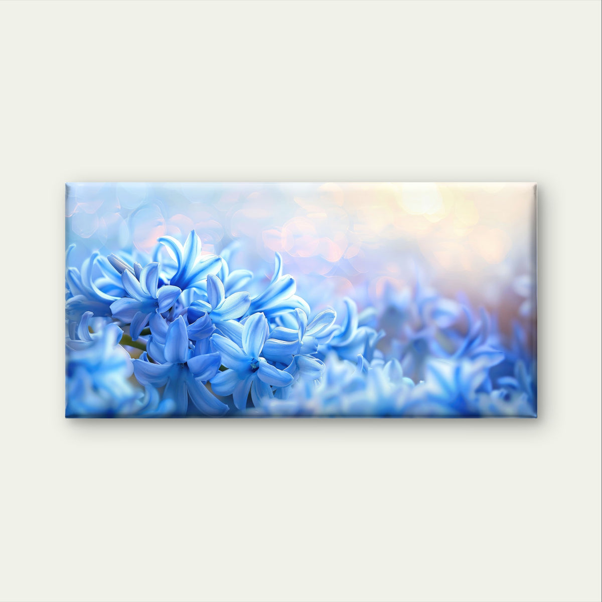 Blue Hyacinth Floral Spring Wall Art Canvas Office Home Framed 120x60cm