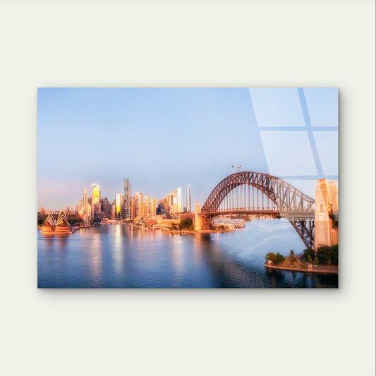 Beautiful Sydney Harbour Bridge City Acrylic Glass Printing Wall Art Australian Made Quality