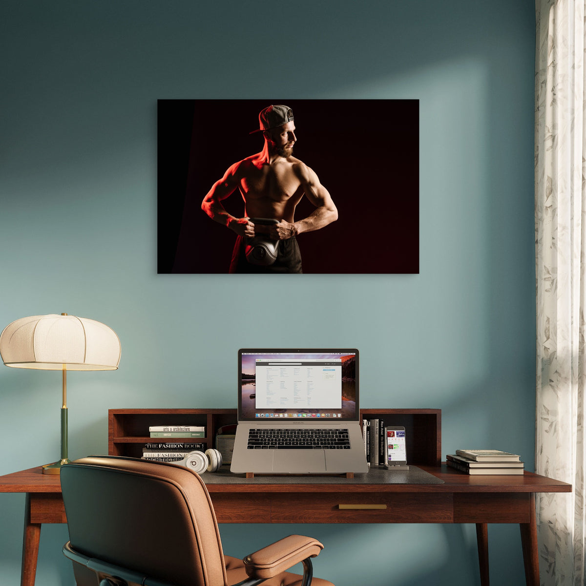 Active Man Kettlebell Weight 5mm thick Plastic Poster Ready to Hang 90x60cm