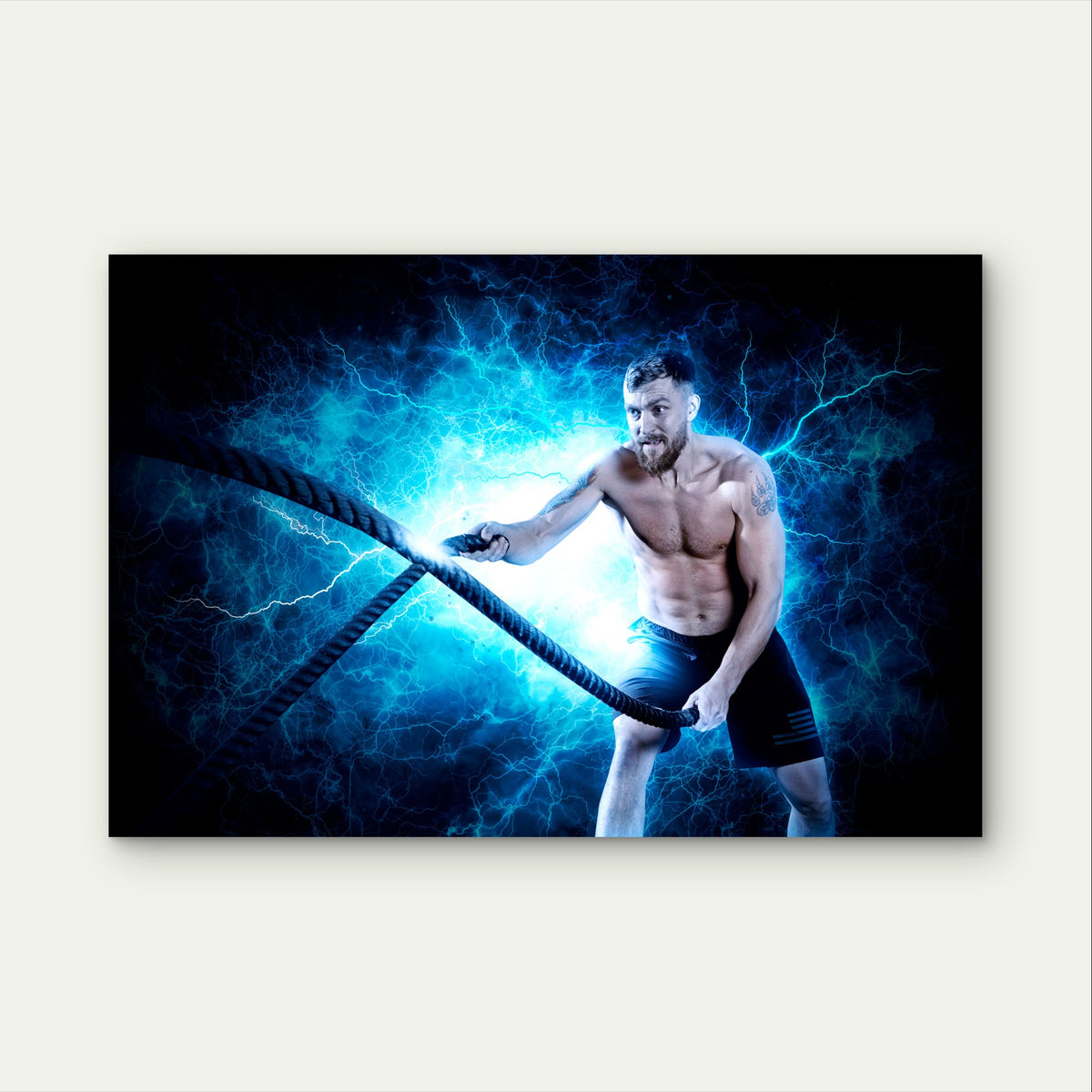 Fitness Man Lightning Workout 5mm thick Plastic Poster Ready to Hang 90x60cm