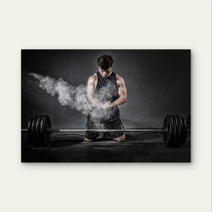 Gym Man Weightlifting Chalk 5mm thick Plastic Poster Ready to Hang 90x60cm