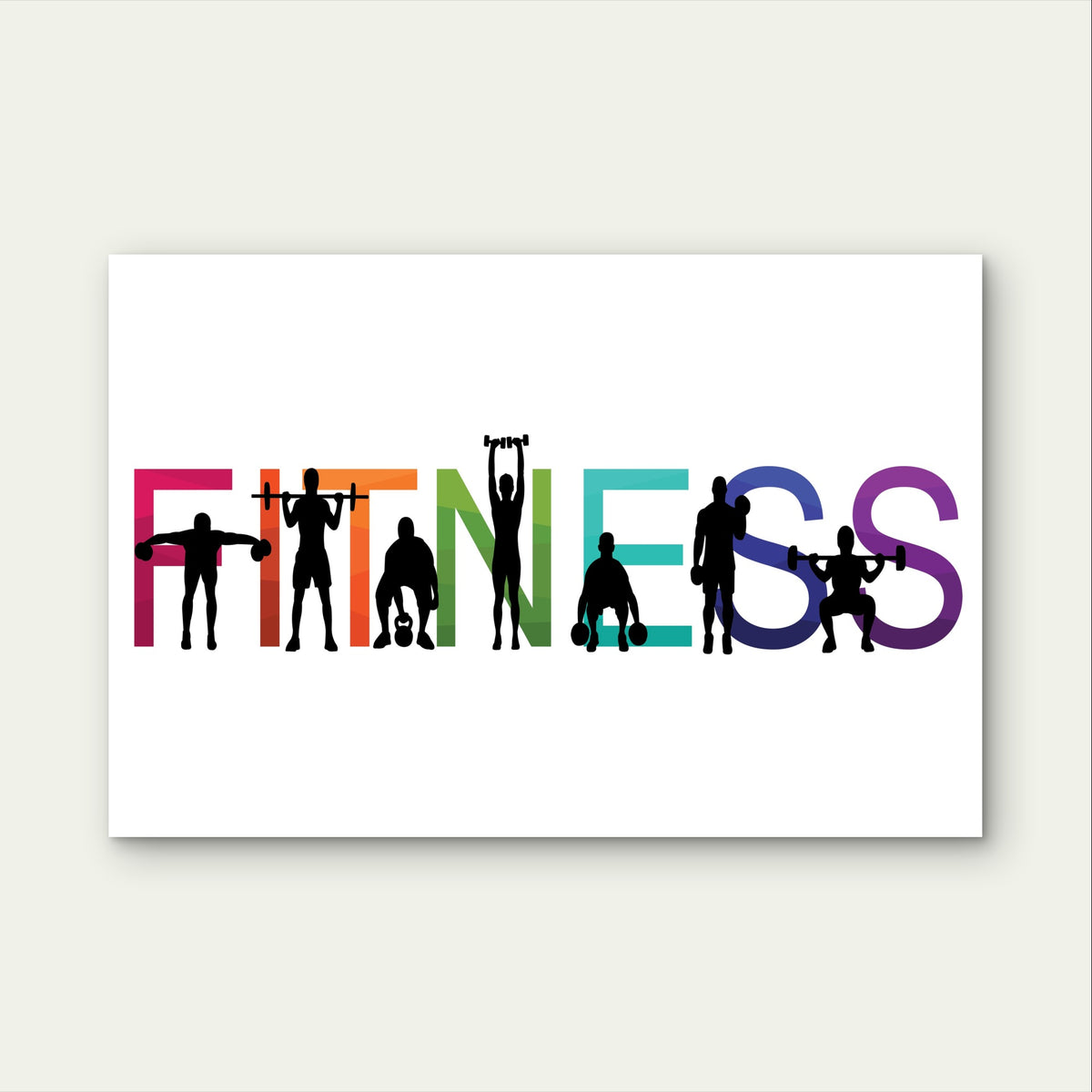 Workout Fitness Letter Design 5mm thick Plastic Poster Ready to Hang 90x60cm