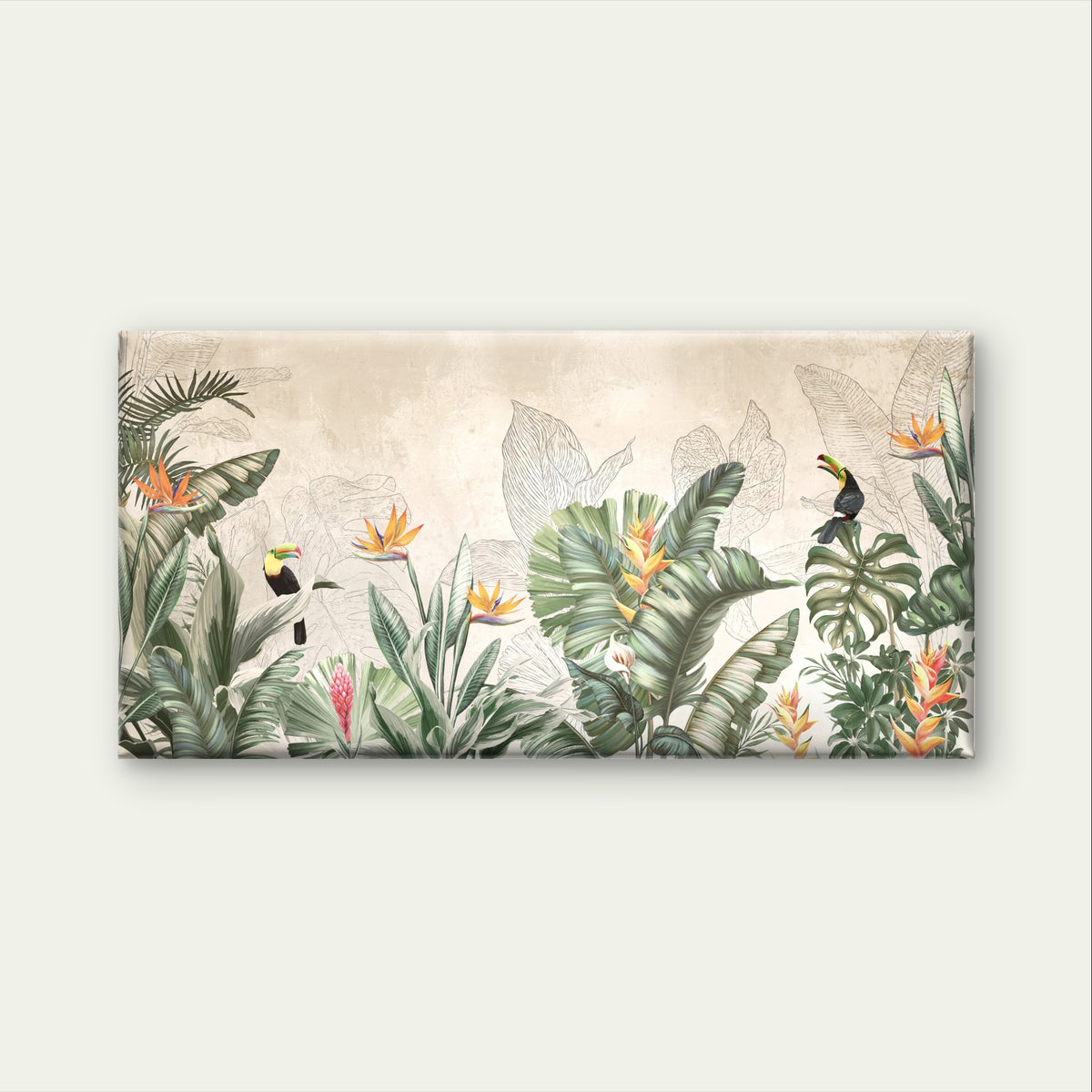 Beautiful Tropical Toucan Jungle Wall Art Canvas Office Home Framed 120x60cm