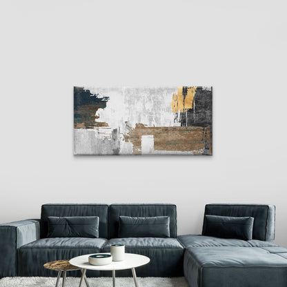 Vibrant Black Gold Concrete Texture Wall Art Canvas Office Home Framed 120x60cm