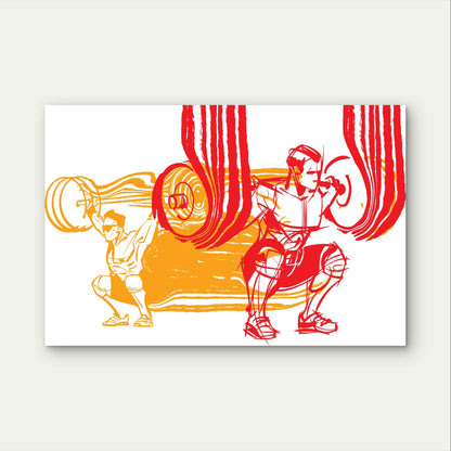 Weightlifting Barbell Squat Art 5mm thick Plastic Poster Ready to Hang 90x60cm