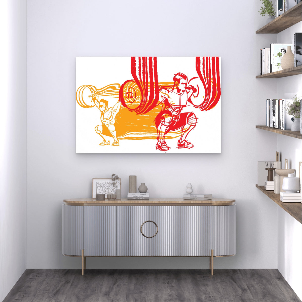 Weightlifting Barbell Squat Art 5mm thick Plastic Poster Ready to Hang 90x60cm