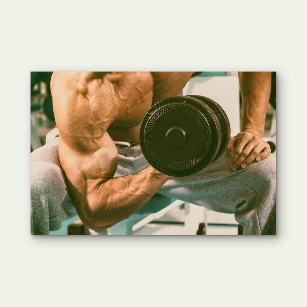 Bodybuilder Dumbbell Bicep Curl 5mm thick Plastic Poster Ready to Hang 90x60cm