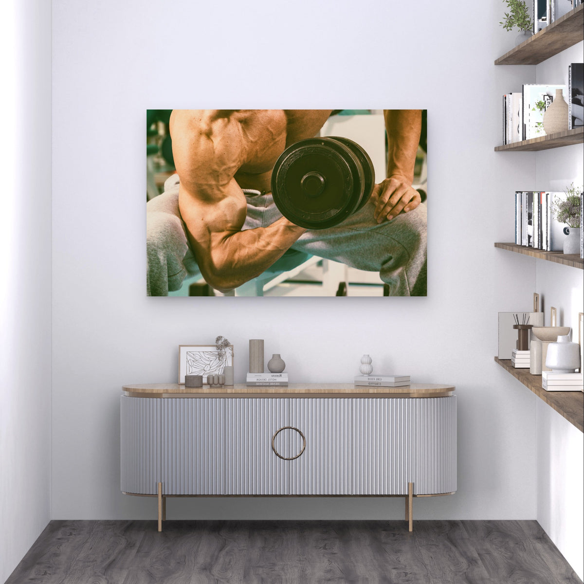 Bodybuilder Dumbbell Bicep Curl 5mm thick Plastic Poster Ready to Hang 90x60cm