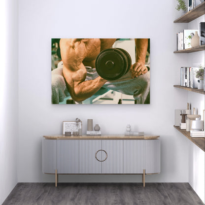Bodybuilder Dumbbell Bicep Curl 5mm thick Plastic Poster Ready to Hang 90x60cm