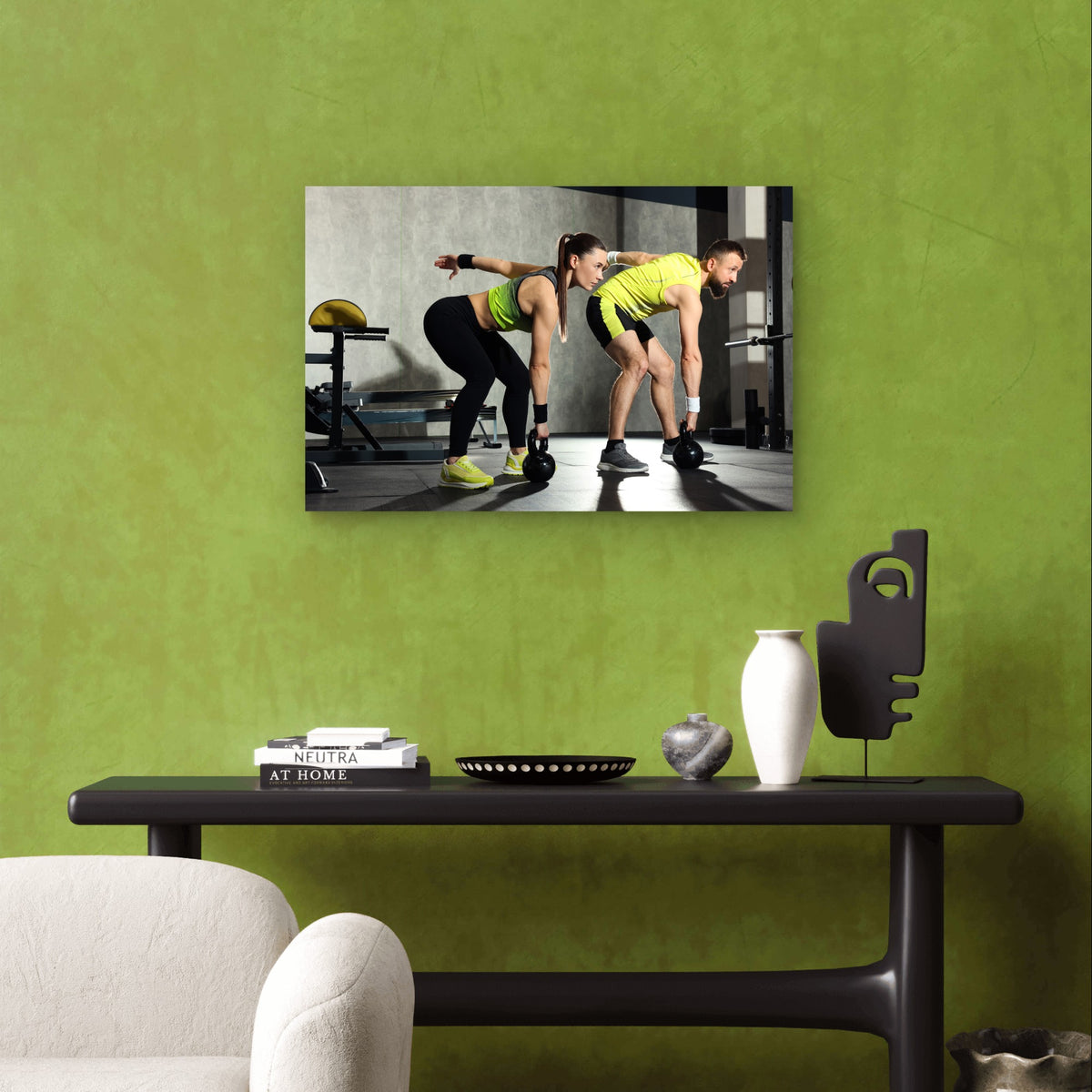 Kettlebell Deadlift Couple Work 5mm thick Plastic Poster Ready to Hang 90x60cm